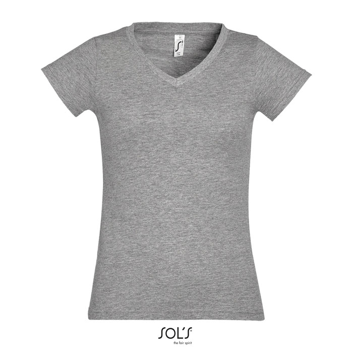 Tshirt col V publicitaire femme 150g - MOON Gris chiné